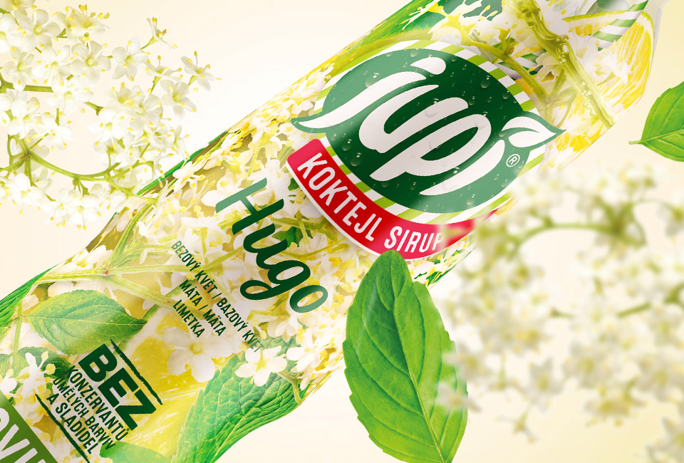 packaging jupi hugo koktejl sirup intro