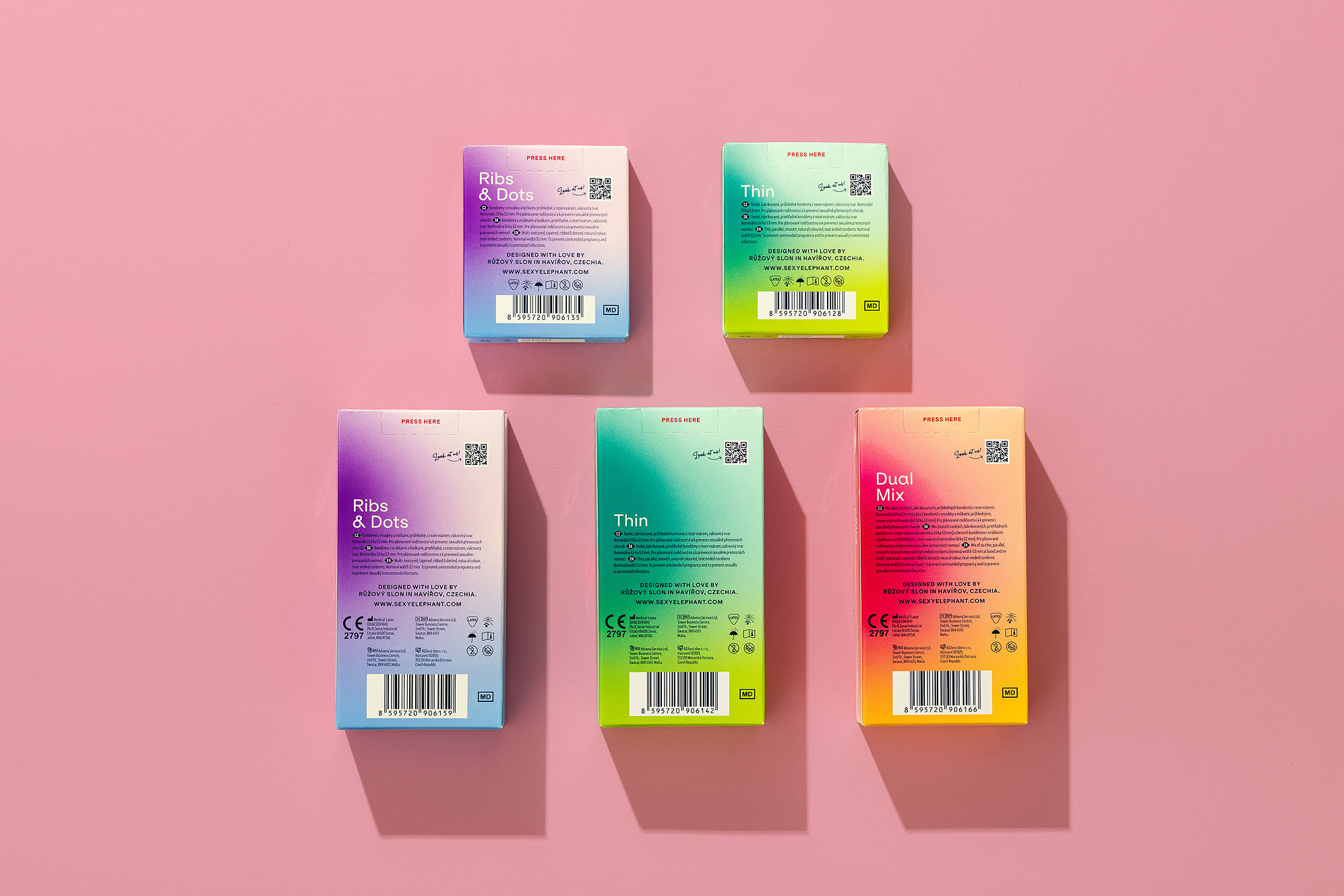 ruzovy slon sexy elephant condoms protecton fresh modern colorful packaging