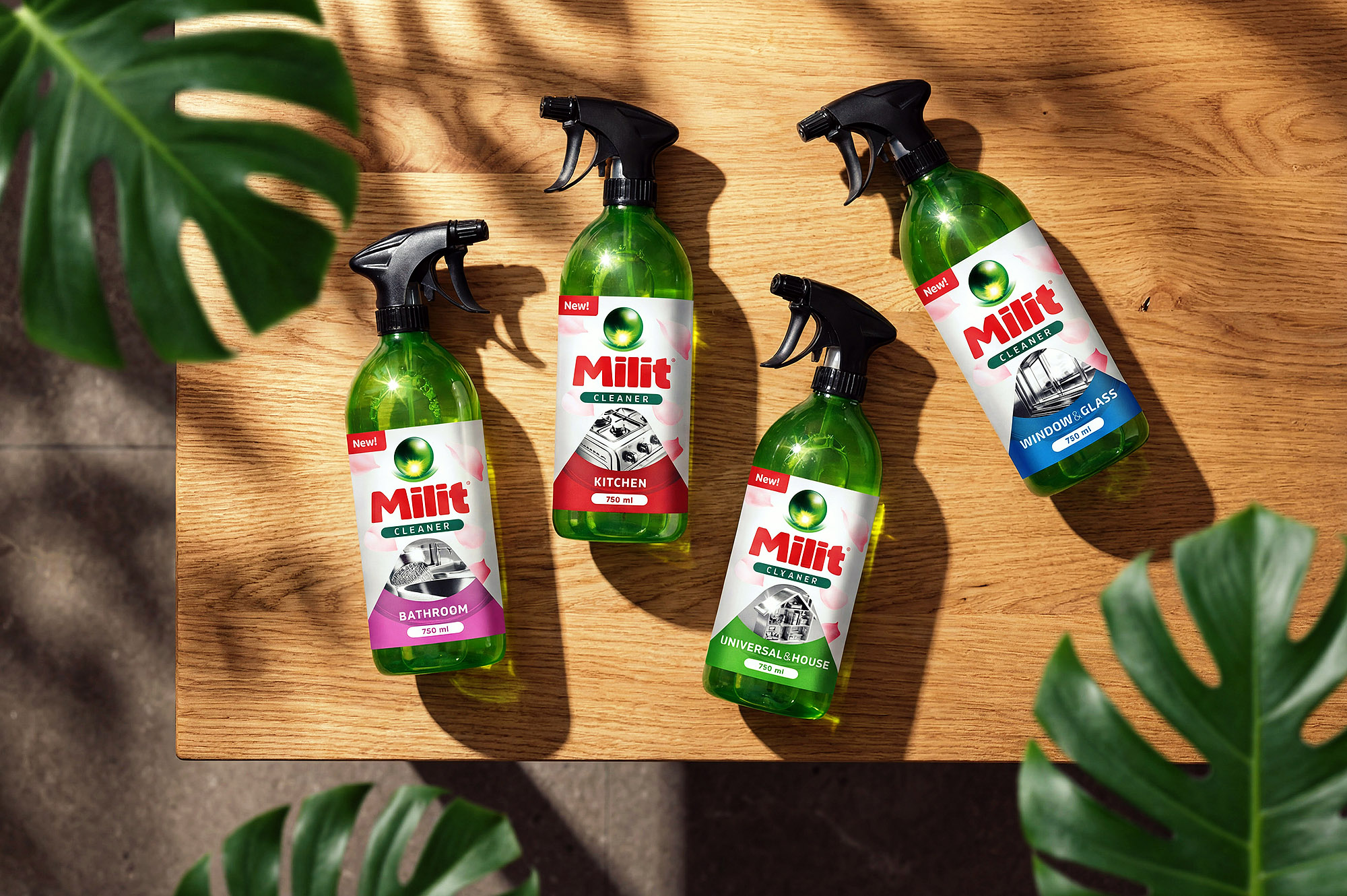 Milit cleaning products packaging